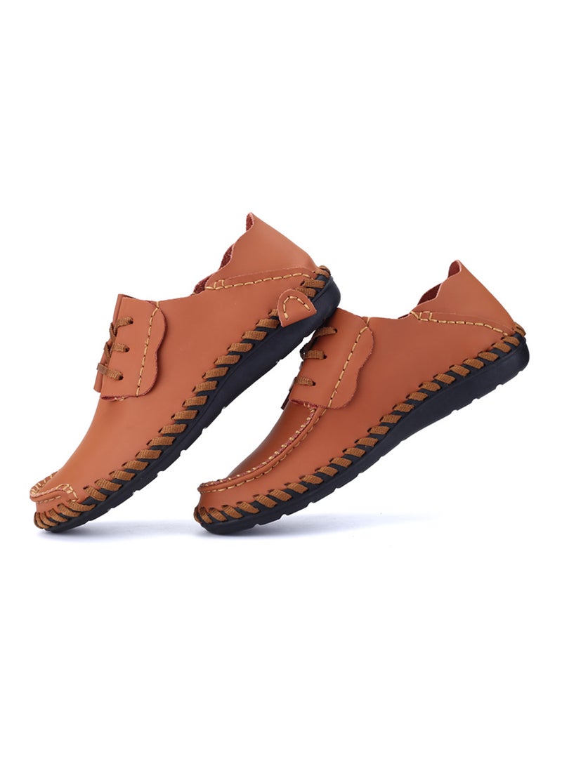 Generic Leisure Lace-Up Leather Loafers Fahjrus_3837 Brown  - Image 3