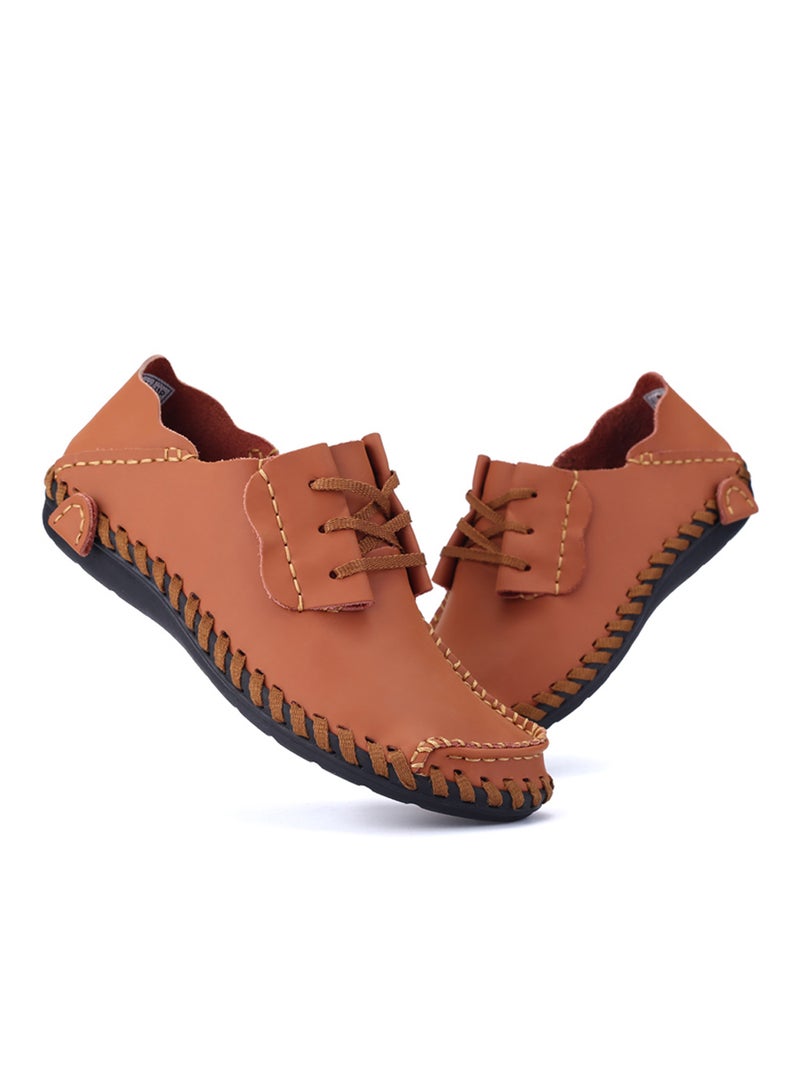 Generic Leisure Lace-Up Leather Loafers Fahjrus_3837 Brown  - Image 4