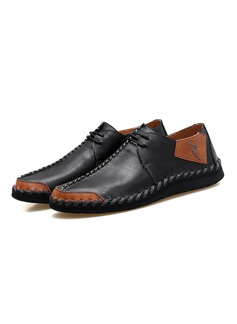 Casual Leather Lace-Up Shoes Fatd-Ls-82139-Black Black/Brown Black/Brown  - Image 3