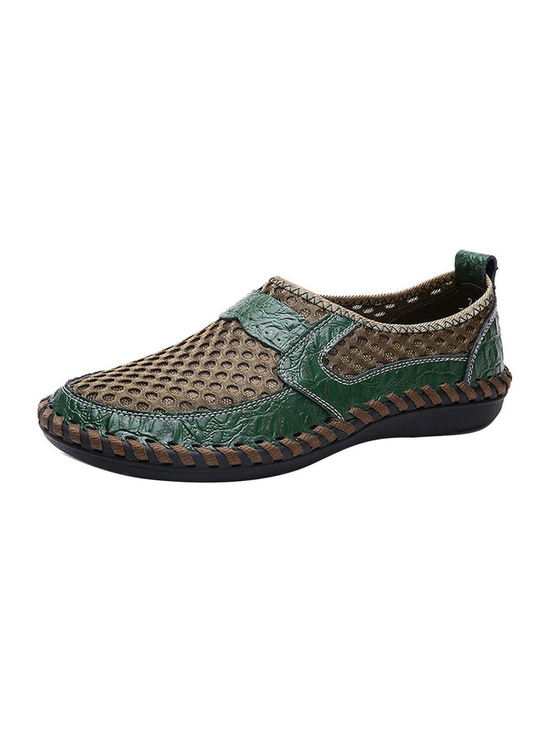 Leather Comfort Shoes Fatd-Ls-8923-Green Grey/Green Brown/Green  - Image 1