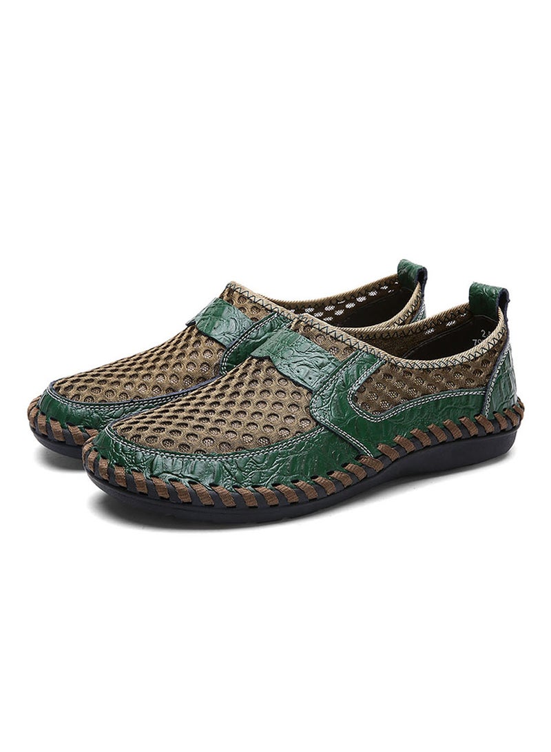 Leather Comfort Shoes Fatd-Ls-8923-Green Grey/Green Brown/Green  - Image 4