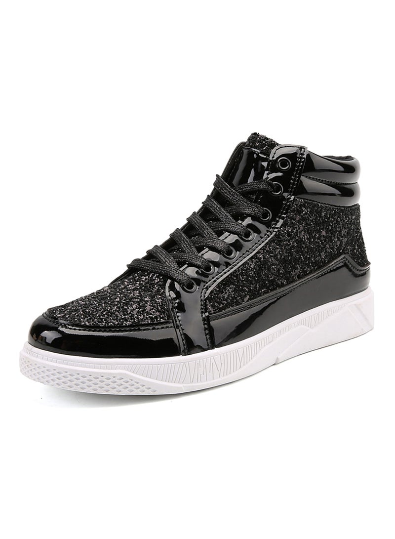 Leather Lace-Up High Top Sneakers Fatt-Tom-1039 Black  - Image 4