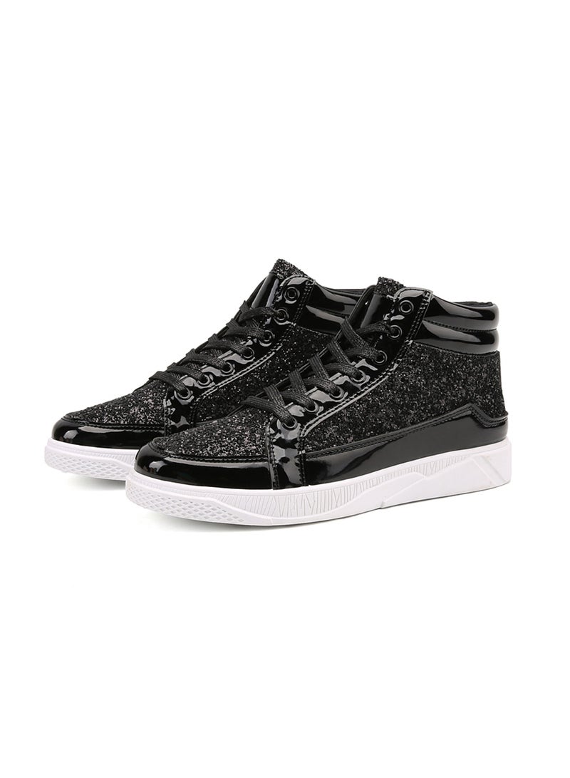 Leather Lace-Up High Top Sneakers Fatt-Tom-1039 Black  - Image 5