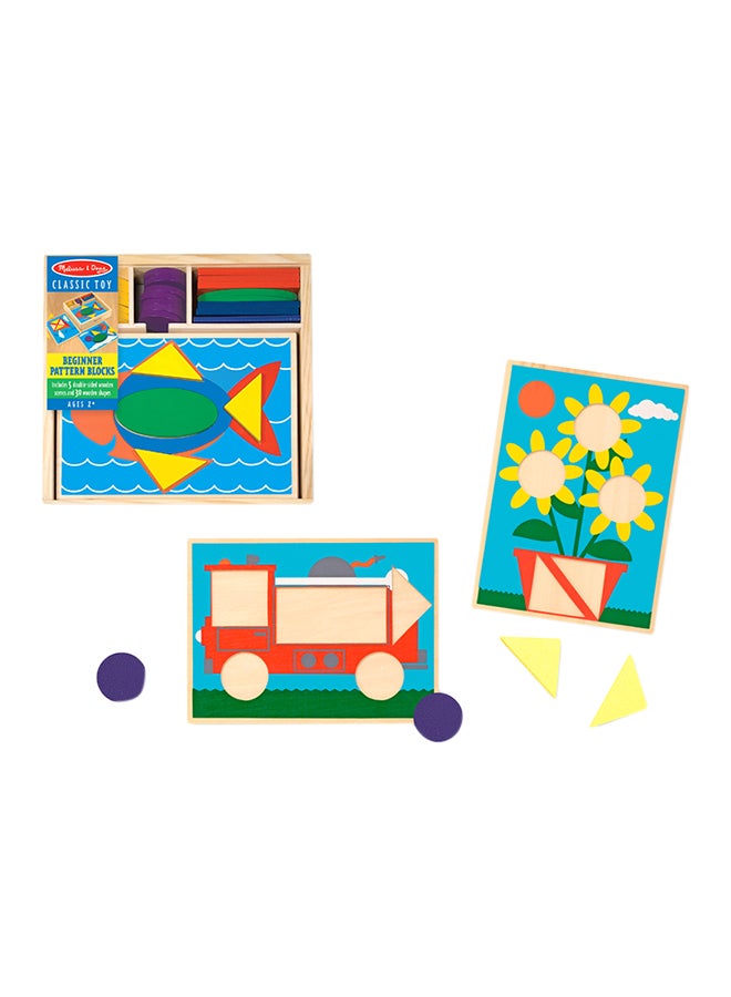 35-Piece Learning Wooden Pattern Blocks Playset