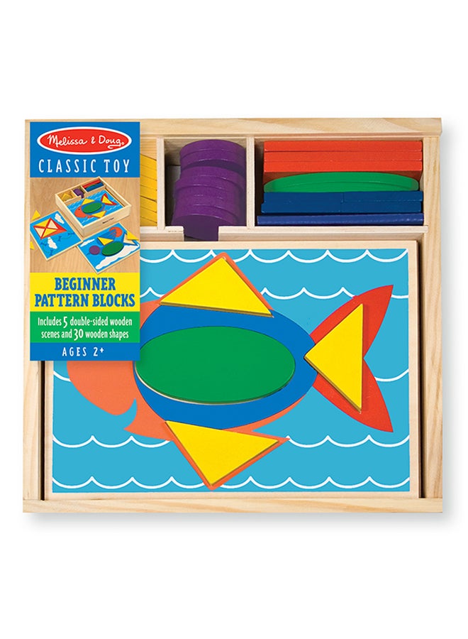 35-Piece Learning Wooden Pattern Blocks Playset