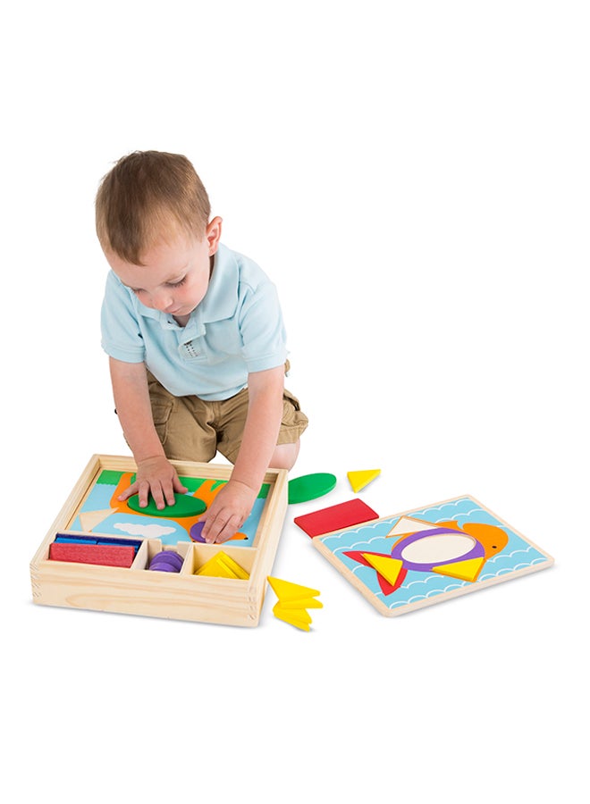 35-Piece Learning Wooden Pattern Blocks Playset