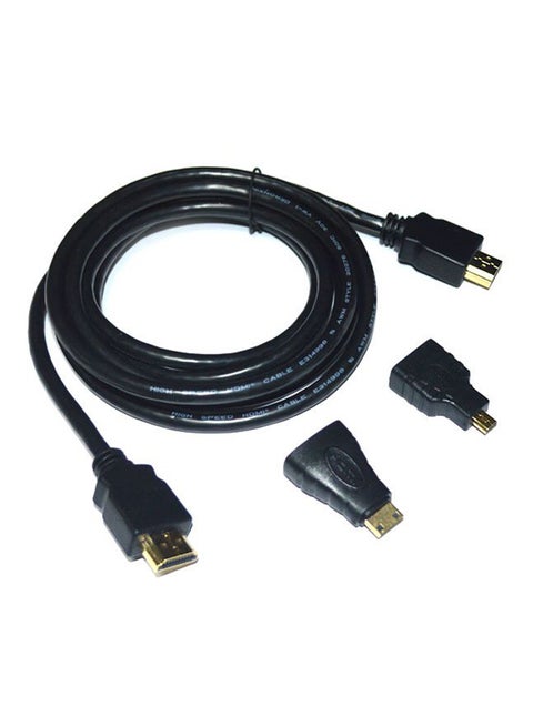 3-In-1 HDMI To HDMI/Micro HDMI/Mini HDMI Adapter Cable Black