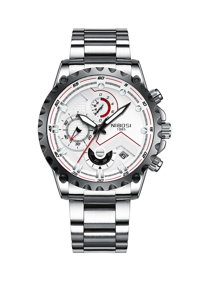 NIBOSI - men Water Resistant Stainless Steel Chronograph Watch NB2322-W - Image 1