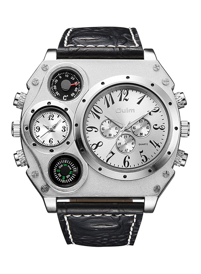 Oulm men Leather Chronograph Watch HP1349-WH  - Image 1