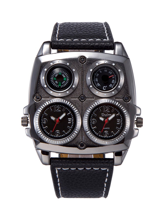 Oulm Men's Leather Chronograph Watch HP1140-BK  - Image 1