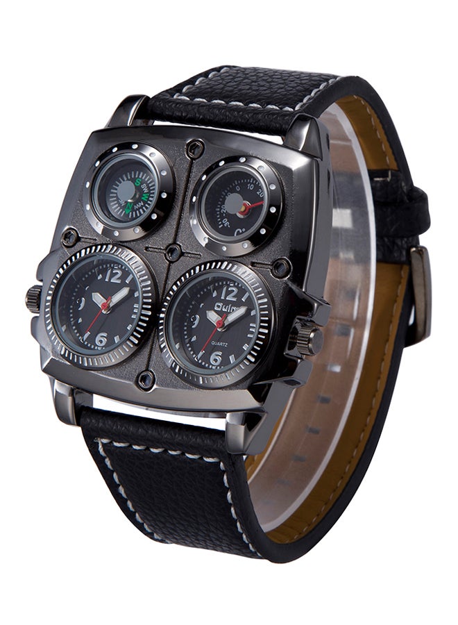 Oulm Men's Leather Chronograph Watch HP1140-BK  - Image 2