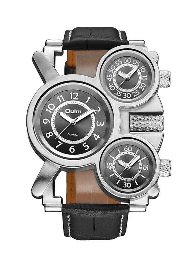 Oulm Men's Leather Chronograph Watch HP1167-BK  - Image 1