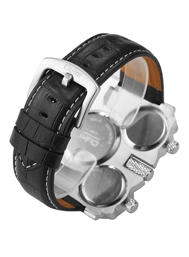 Oulm Men's Leather Chronograph Watch HP1167-BK  - Image 3