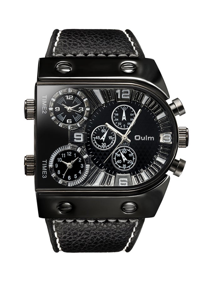 Oulm men Leather Chronograph Watch HP9315-BK  - Image 1