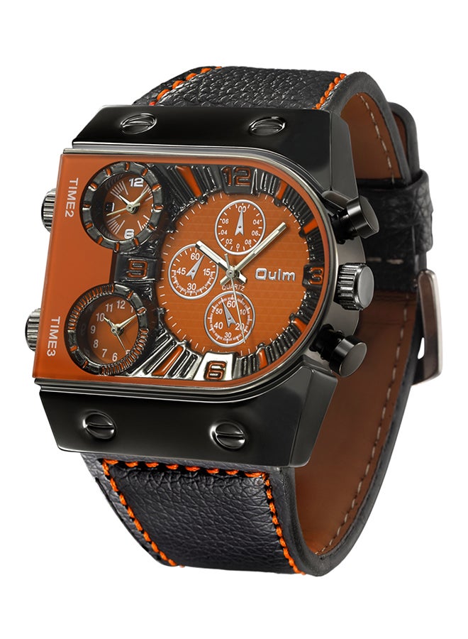 Oulm men Leather Chronograph Watch HP9315-RG  - Image 2