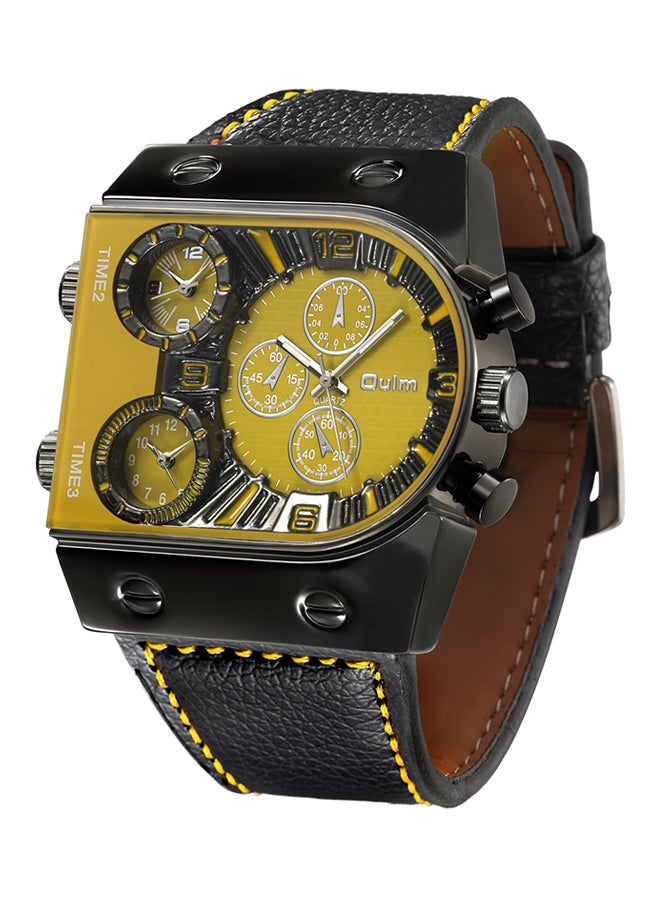 Oulm Men's Leather Chronograph Watch HP9315-YL  - Image 2