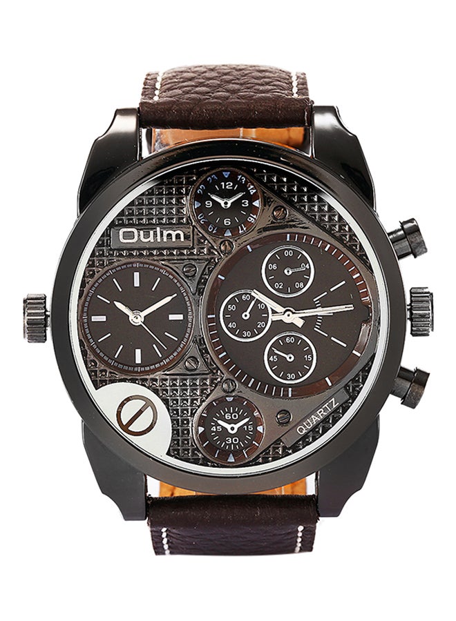 Oulm Men's Leather Chronograph Watch HP9316-BR-2  - Image 1