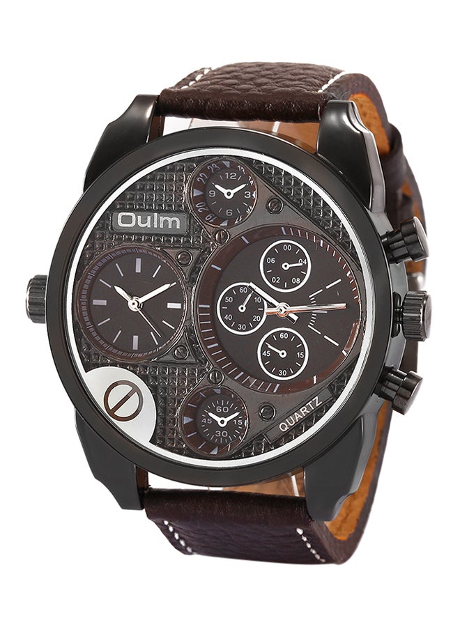 Oulm Men's Leather Chronograph Watch HP9316-BR-2  - Image 2