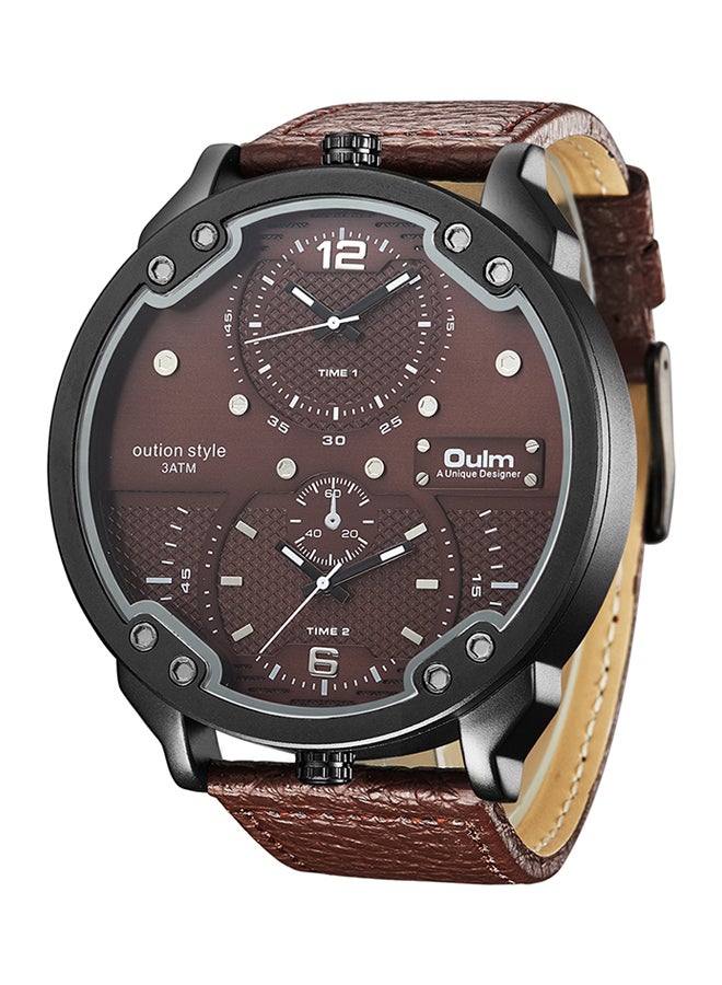 Oulm Men's Water Resistant Leather Chronograph Watch HP3548M-CF  - Image 2