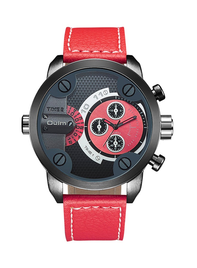 Oulm Men's Leather Chronograph Watch  HP3130-RD  - Image 1