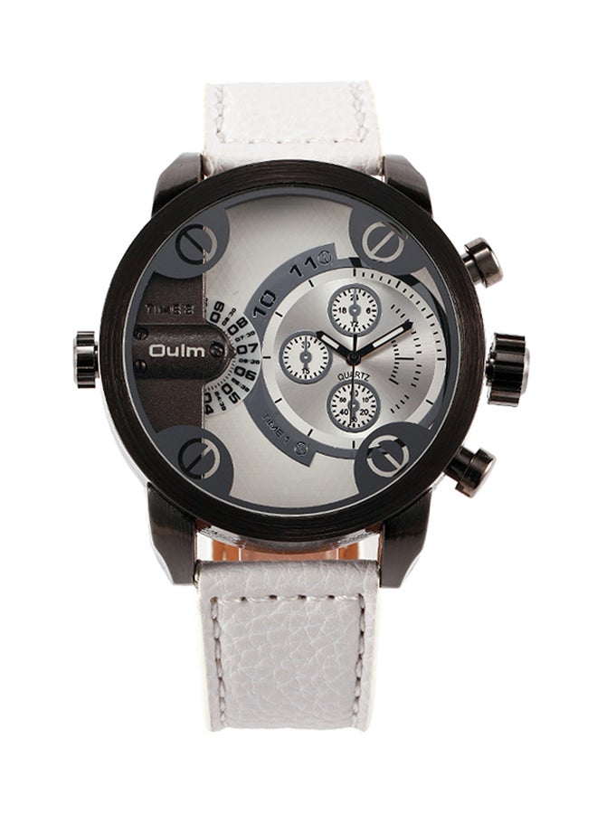 Oulm Men's Leather Chronograph Watch  HP3130-WH 