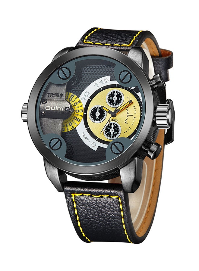 Oulm Men's Leather Chronograph Watch  HP3130-YL-2 