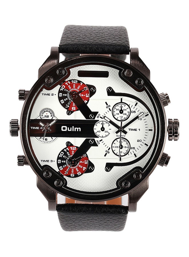 Oulm Men's Leather Chronograph Watch  HP3548-WH  - Image 1