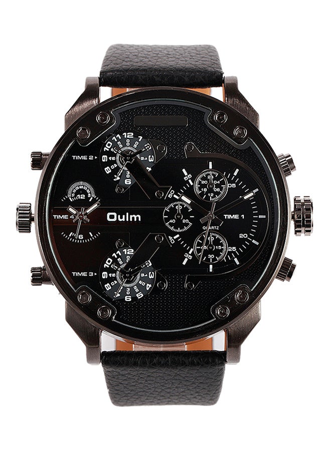 أولم ساعة يد كرونوغراف بسوار من الجلد طراز HP3548-BK للرجال