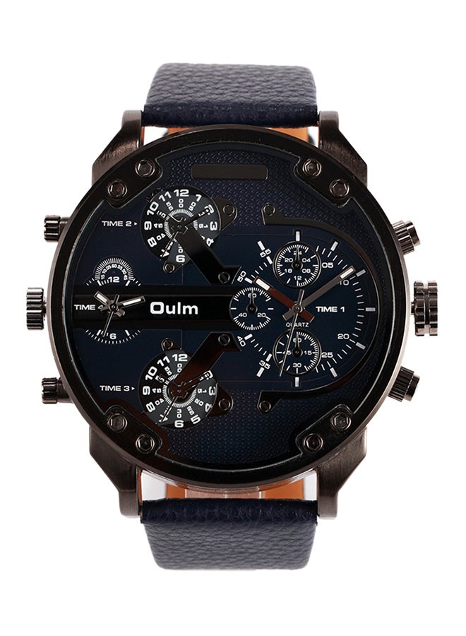Oulm Men's Leather Chronograph Watch  HP3548-NB 