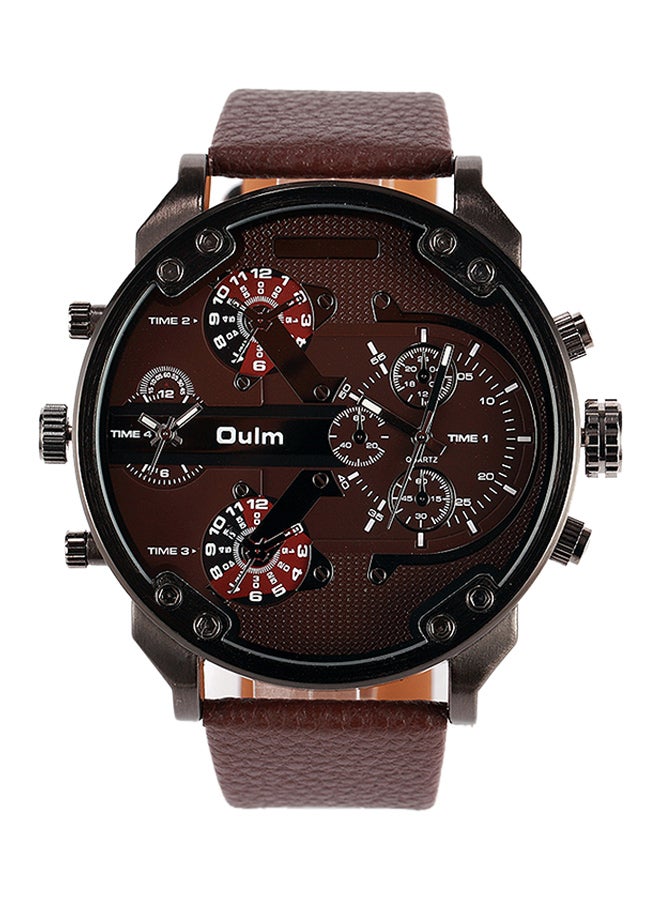 Oulm Men's Leather Chronograph Watch  HP3548-CF  - Image 1