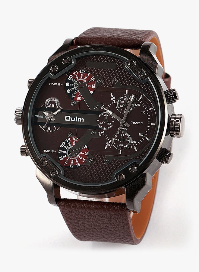 Oulm Men's Leather Chronograph Watch  HP3548-CF  - Image 2