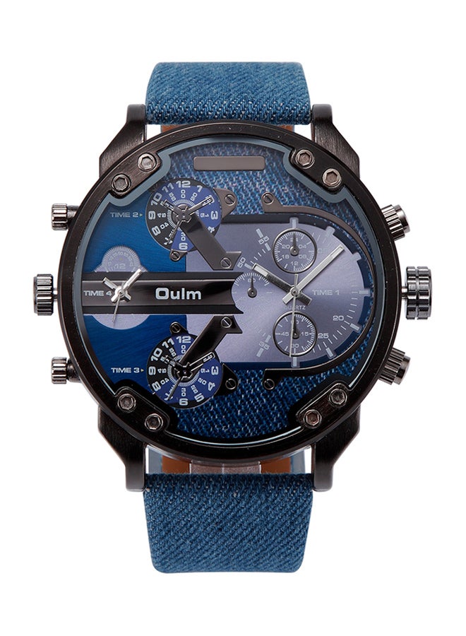 Oulm Men's Leather Chronograph Watch  HP3548-BL  - Image 1