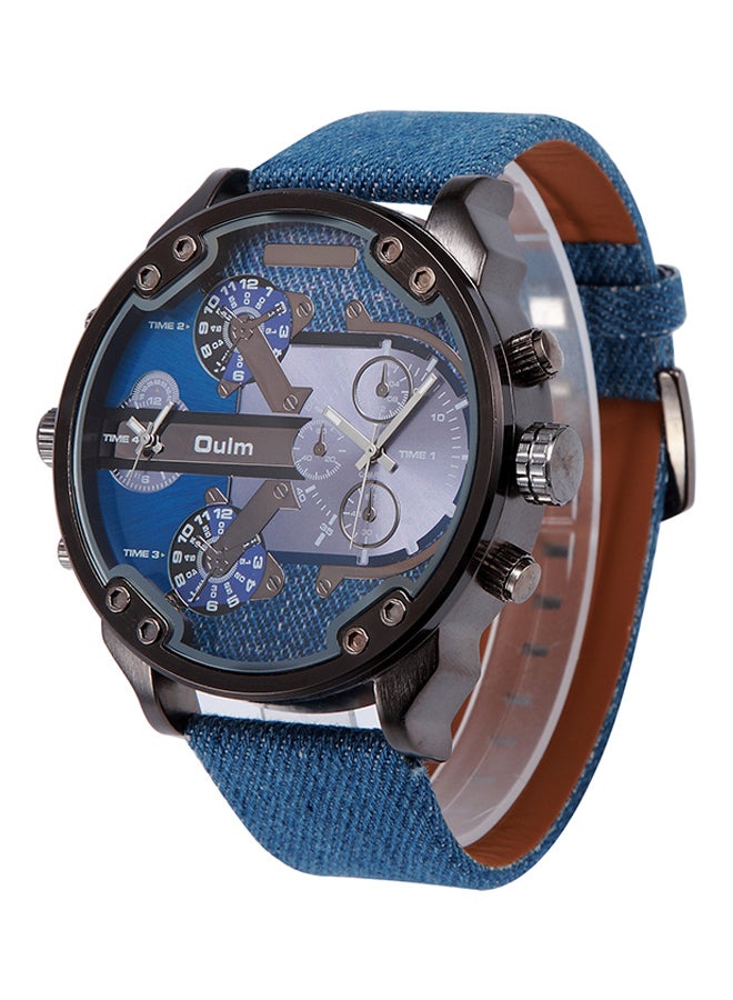Oulm Men's Leather Chronograph Watch  HP3548-BL  - Image 2