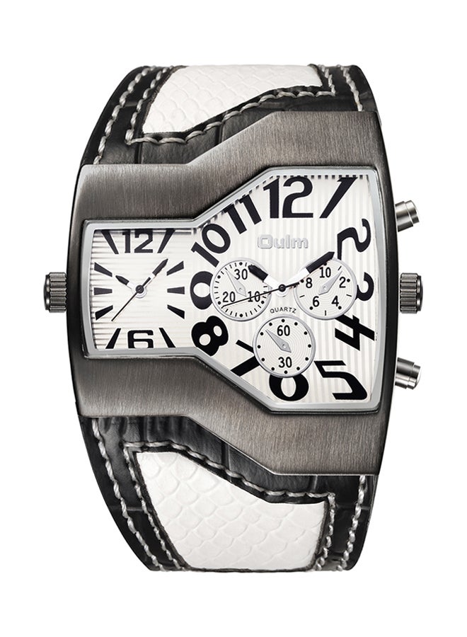 Oulm men Leather Chronograph Watch HP1220-WWH  - Image 1
