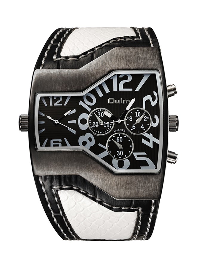 Oulm men Leather Chronograph Watch HP1220-WHB - Image 1