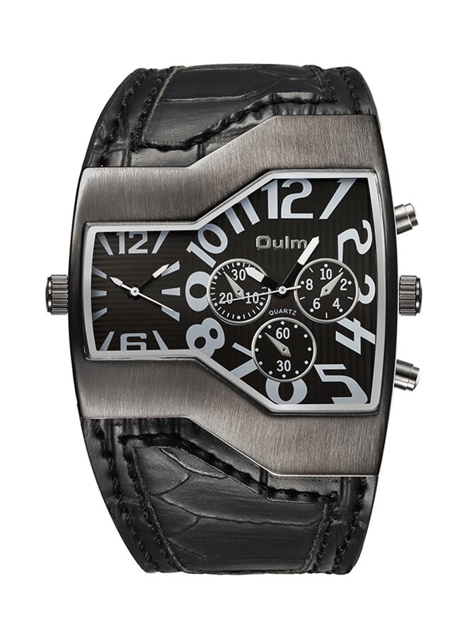 Oulm men Leather Chronograph Watch HP1220-BKB  - Image 1