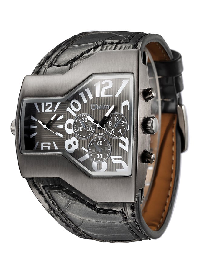 Oulm men Leather Chronograph Watch HP1220-BKB  - Image 2