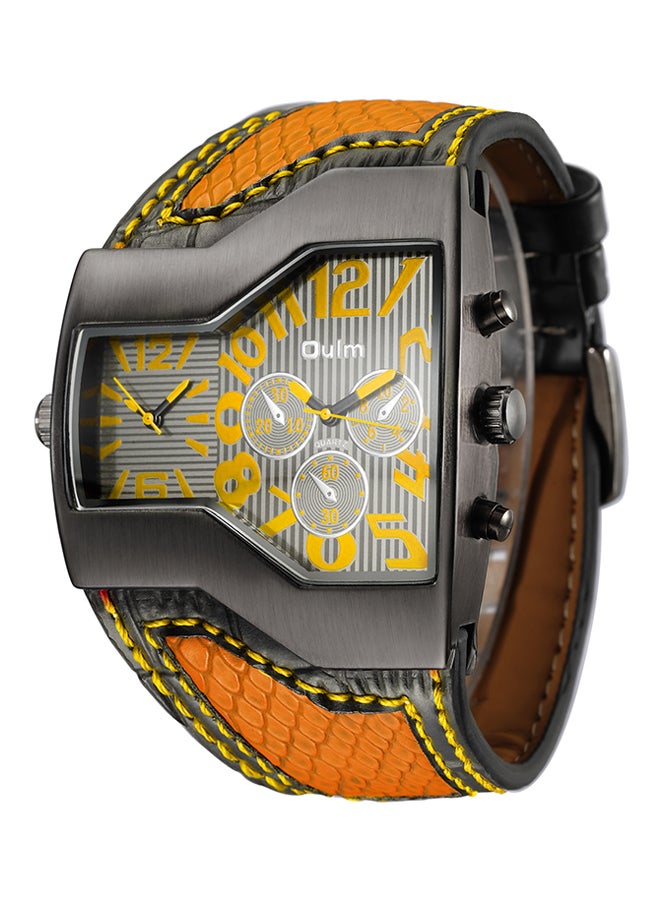 Oulm Men's Leather Chronograph Watch HP1220-OR - Image 2