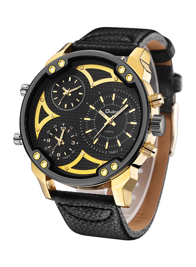 Oulm Men's Leather Chronograph Watch HP3548A-BG  - Image 2