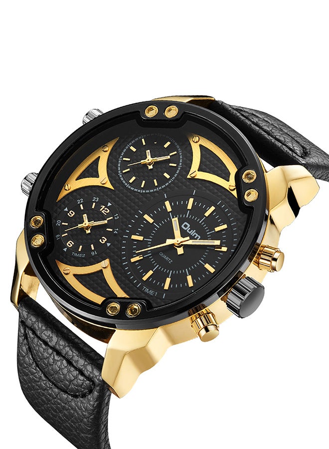 Oulm Men's Leather Chronograph Watch HP3548A-BG  - Image 3