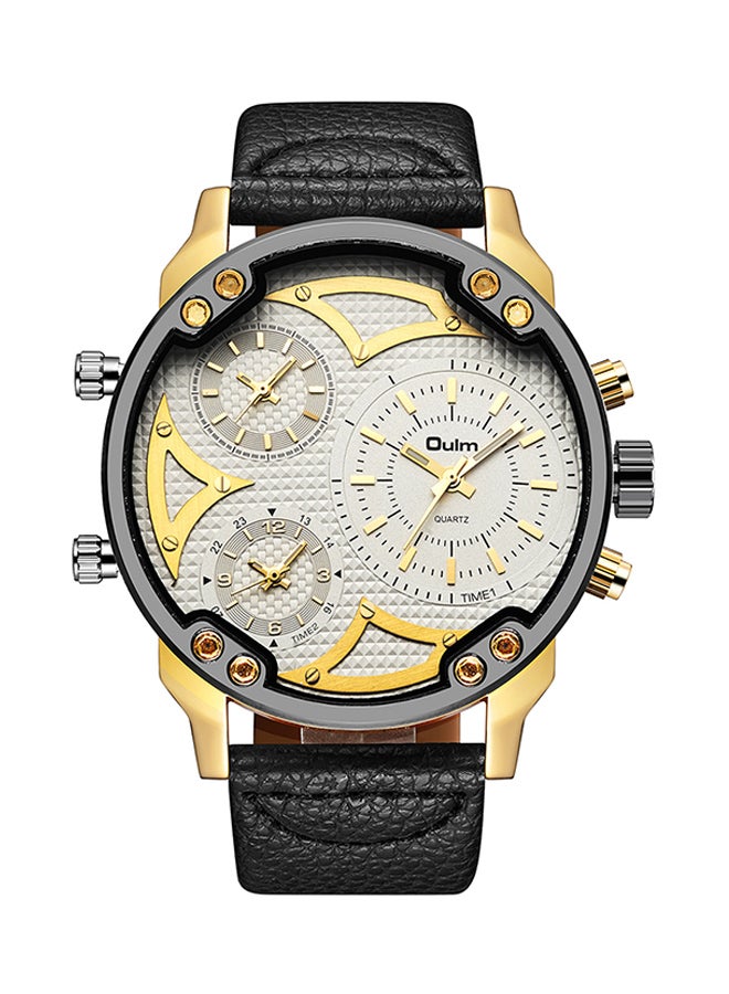 Oulm men Leather Chronograph Watch HP3548A-WG  - Image 1
