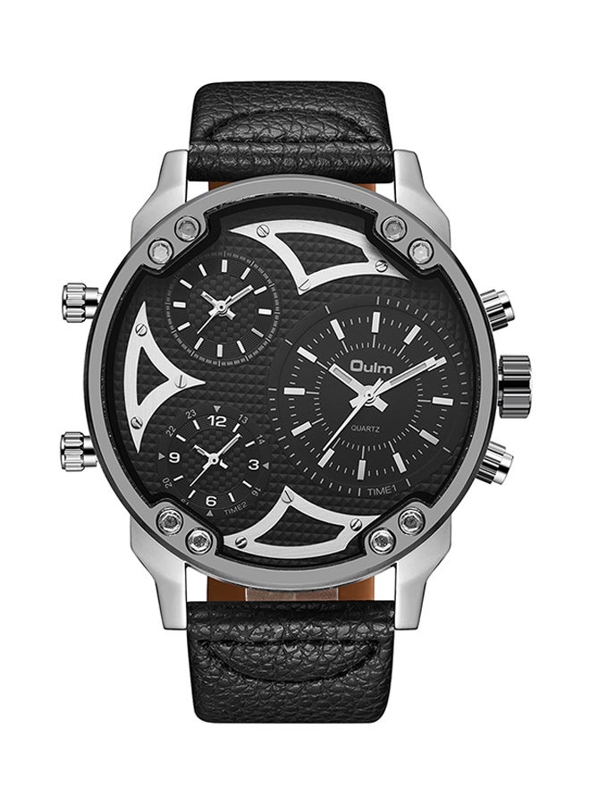 Oulm men Leather Chronograph Watch HP3548A-BK  - Image 1
