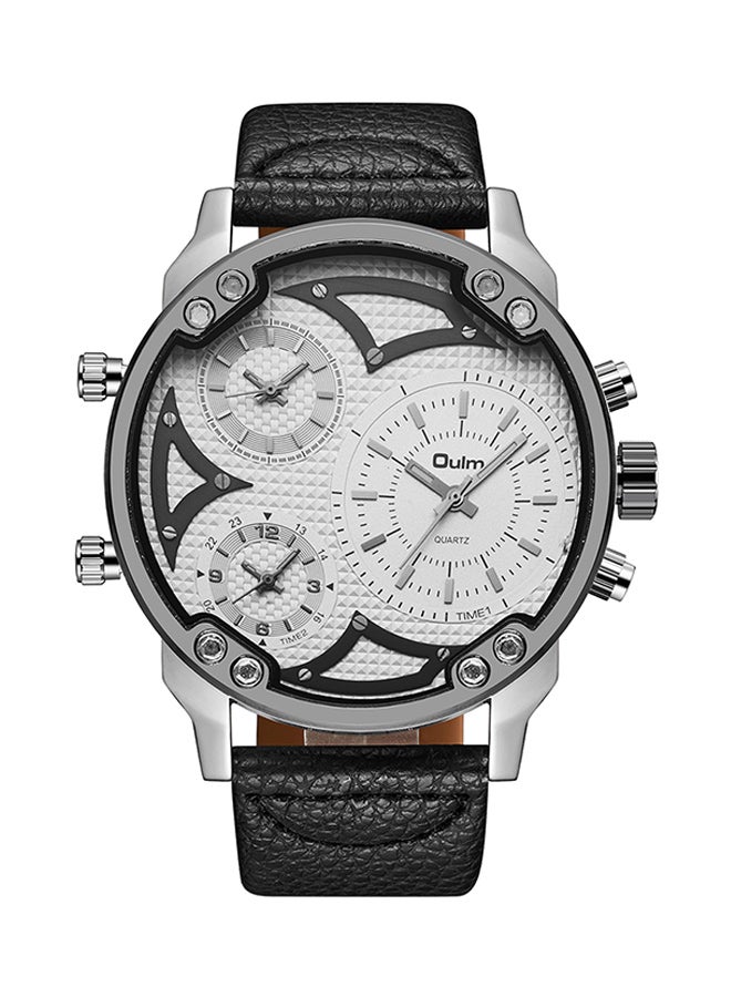 أولم ساعة يد كرونوغراف بسوار من الجلد طراز HP3548A-WH للرجال - Image 1