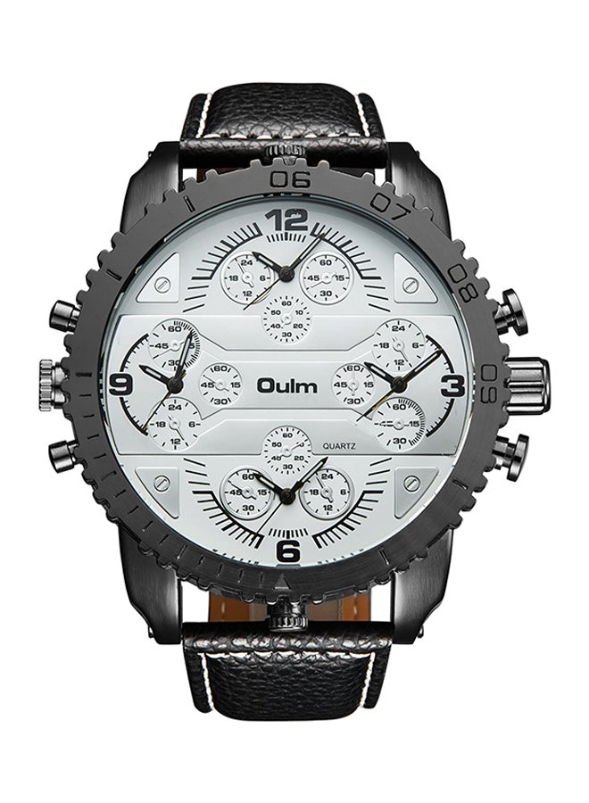 Oulm Men's Leather Chronograph Watch HP3233-WH  - Image 1
