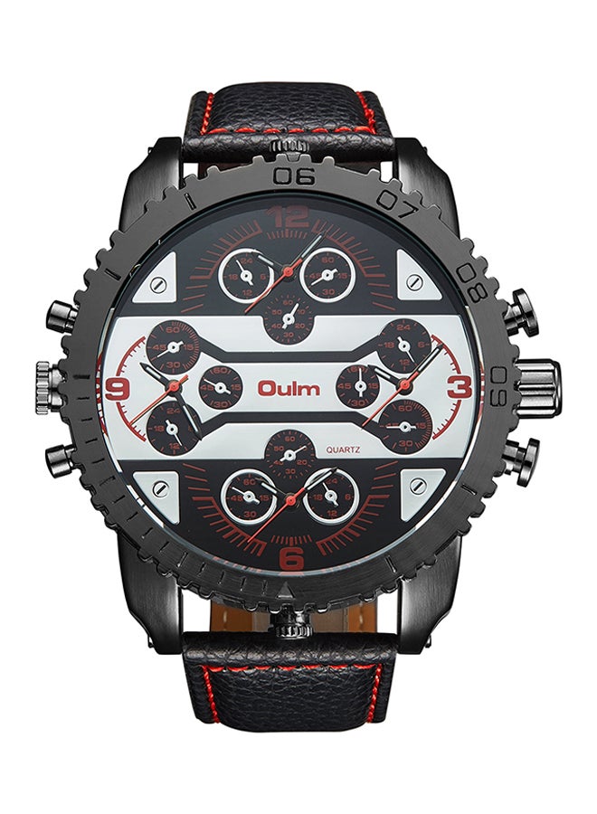 Oulm Men's Leather Chronograph Watch HP3233-RD  - Image 1
