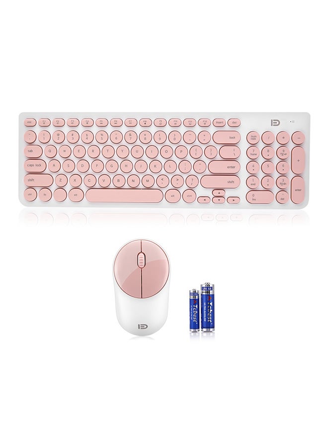 FUDE IK6630 Wireless Keyboard And Mouse Combo Pink/White - Image 2