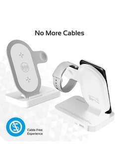 PROMATE Wireless Charging Stand, Portable Aluminium Dual 10W Qi Fast Wireless Charging Dock with Anti-Slip Surface, USB Port and Over-Charging Protection for Apple Watch Series 1/2/3, iPhone X, Samsung S9, AuraBase White White  - Image 2