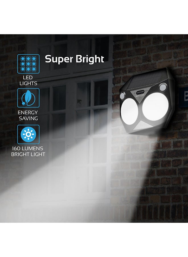 PROMATE Solar Light, Intelligent Dual Motion Sensor Solar Powered Wireless Wall Light with IP65 Water-Resistant, 8 LED Colour Modes and Dust-Proof for Back Yard, Garden, Driveway, SolarWay-1 Black 2000mAh Black - Image 4