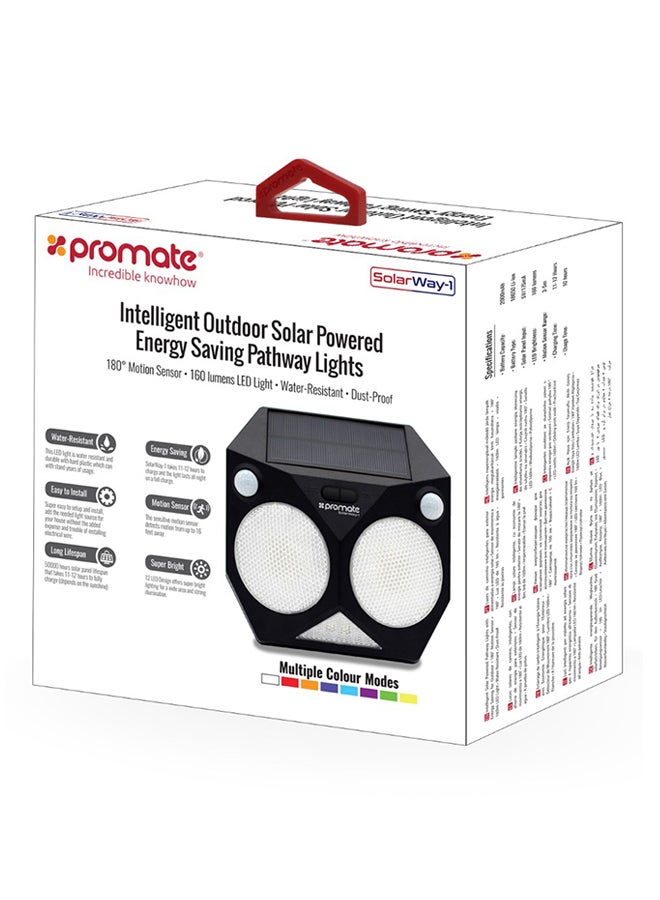 PROMATE Solar Light, Intelligent Dual Motion Sensor Solar Powered Wireless Wall Light with IP65 Water-Resistant, 8 LED Colour Modes and Dust-Proof for Back Yard, Garden, Driveway, SolarWay-1 Black 2000mAh Black - Image 5