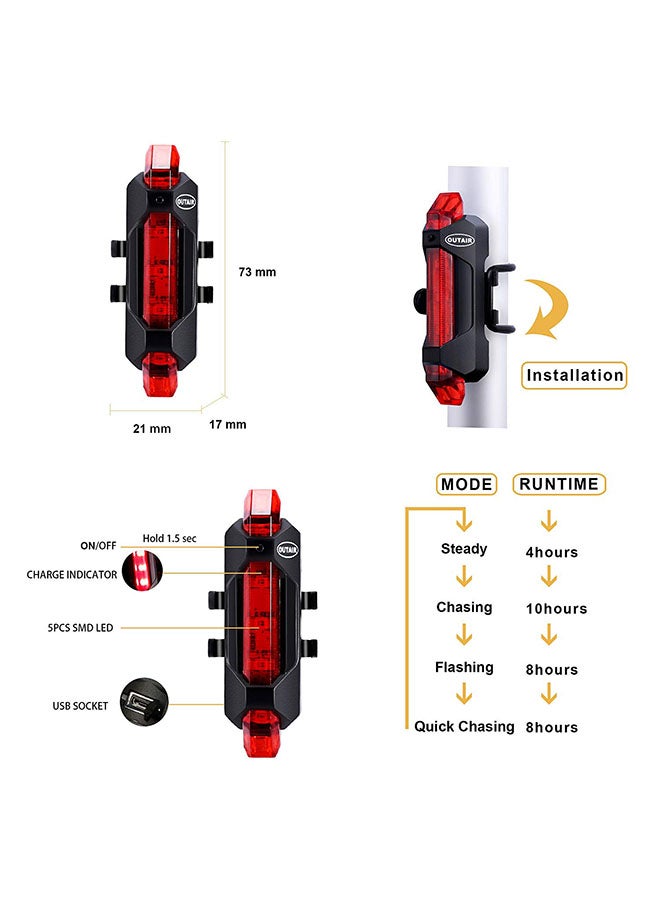 VLRA - 5-LED USB Rechargeable Bicycle Light - Image 1